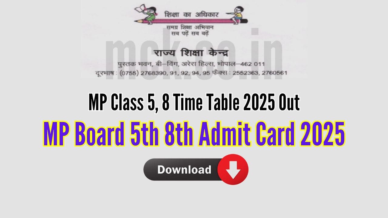 MP Board 5th 8th Admit Card 2025